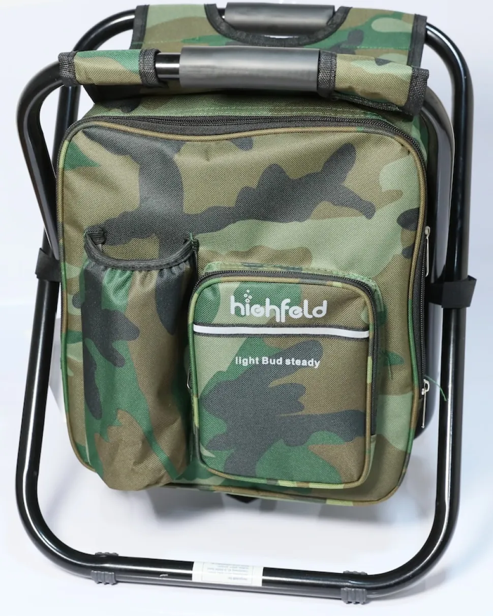 highfeld® Sitzrucksack Ansitzrucksack mit Hocker camouflage Campinghocker Angelhocker Falthocker