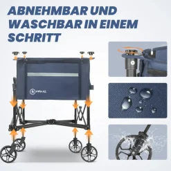 HOMECALL Bollerwagen Handwagen (Erweiterbare Kapazität, bis 100KG, 120L), Für Einkaufen, Camping, Garten, Dogs-Dunkelblau