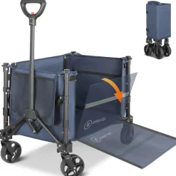 HOMECALL Bollerwagen Handwagen (Erweiterbare Kapazität, bis 100KG, 120L), Für Einkaufen, Camping, Garten, Dogs-Dunkelblau