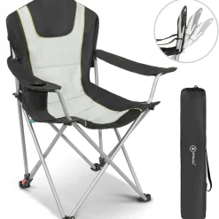 HOMECALL Campingstuhl Anglerstuhl Klappbar, Getränkehalter, Gepolstert, 3 fach Verstellbare Rückenlehne, bis 150KG