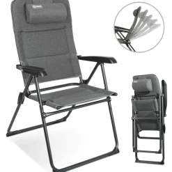 HOMECALL Campingstuhl Gartenstuhl Klappbar, UV+ Olefin-Stoff, 5 fach Verstellbarer Rückenlehne, bis 150kg