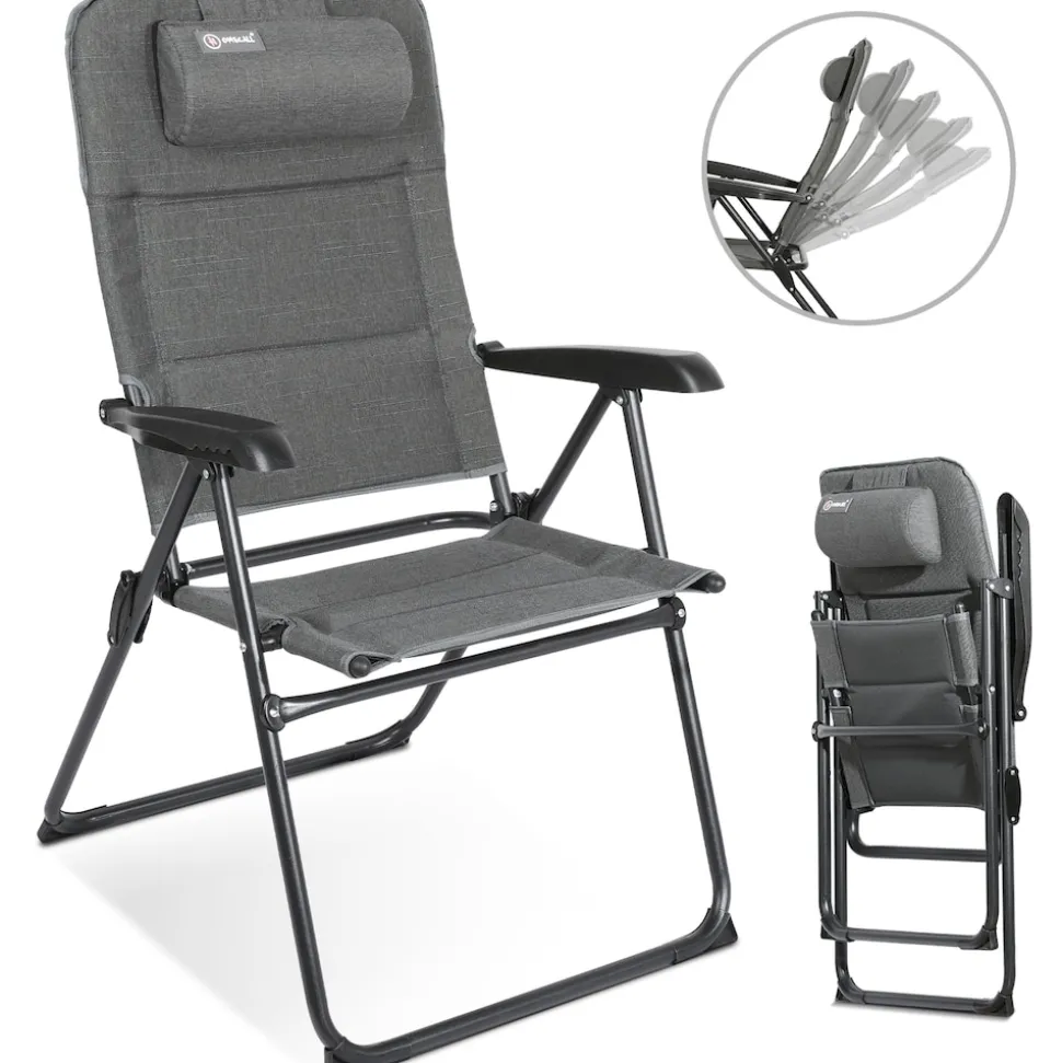 HOMECALL Campingstuhl Gartenstuhl Klappbar, UV+ Olefin-Stoff, 5 fach Verstellbarer Rückenlehne, bis 150kg