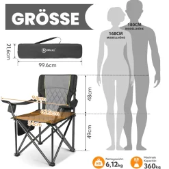 HOMECALL Campingstuhl XXL Klappstuhl, bis 360 KG Belastbar