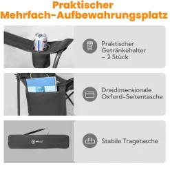 HOMECALL Campingstuhl XXL Klappstuhl, bis 360 KG Belastbar
