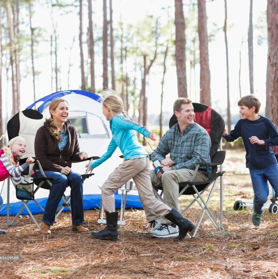 HOMECALL Klappbar Campingstuhl, Hochlehner Angelstuhl, mit Getränkehalter, weiß/schwarz