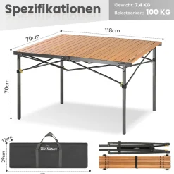 HOMECALL Klapptisch Campingtisch Balkontisch Gartentisch, Alumininum, bis 100kg, für 2-6 Personen