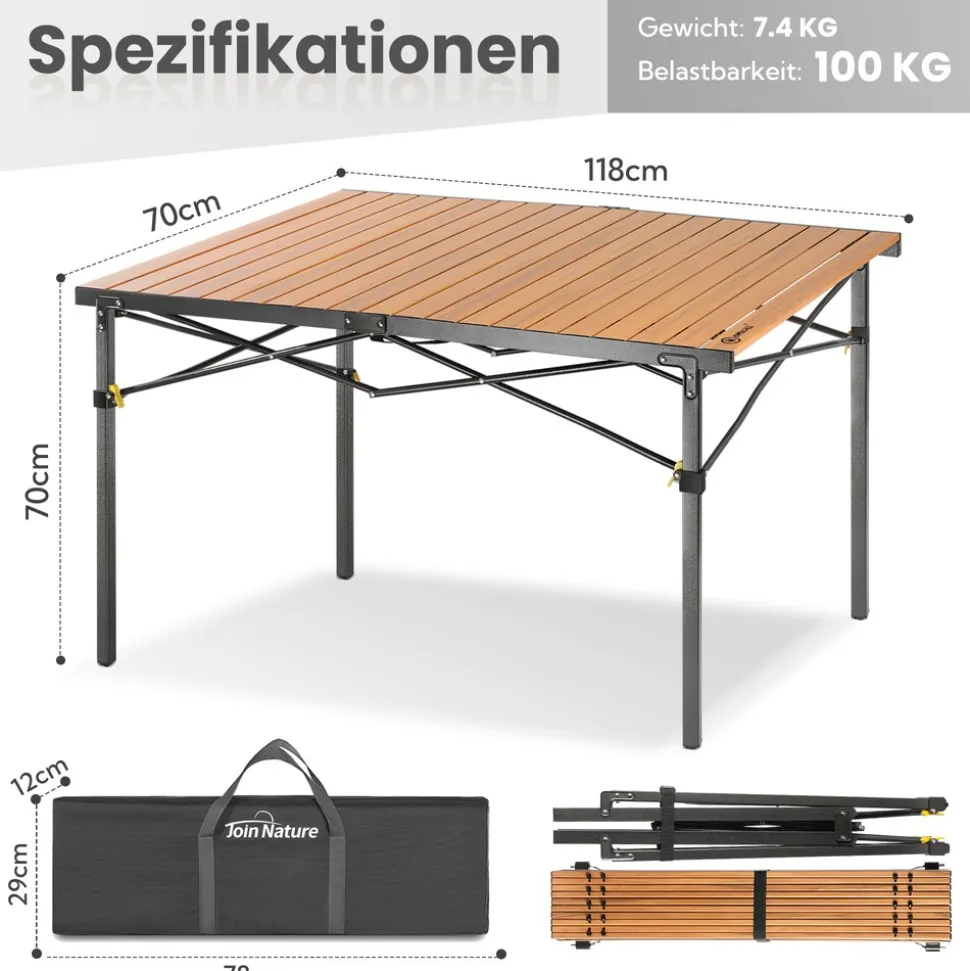 HOMECALL Klapptisch Campingtisch Balkontisch Gartentisch, Alumininum, bis 100kg, für 2-6 Personen