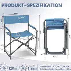 HOMECALL Regiestuhl Ultraleicht Klappstühle, Klappbare Rückenlehne, bis 120kg, Rostfreier Aluminiumrahmen