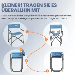 HOMECALL Regiestuhl Ultraleicht Klappstühle, Klappbare Rückenlehne, bis 120kg, Rostfreier Aluminiumrahmen