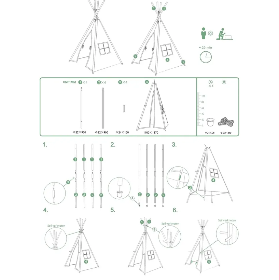 HTI-Line Kinderzimmerzelt Tipi Stars