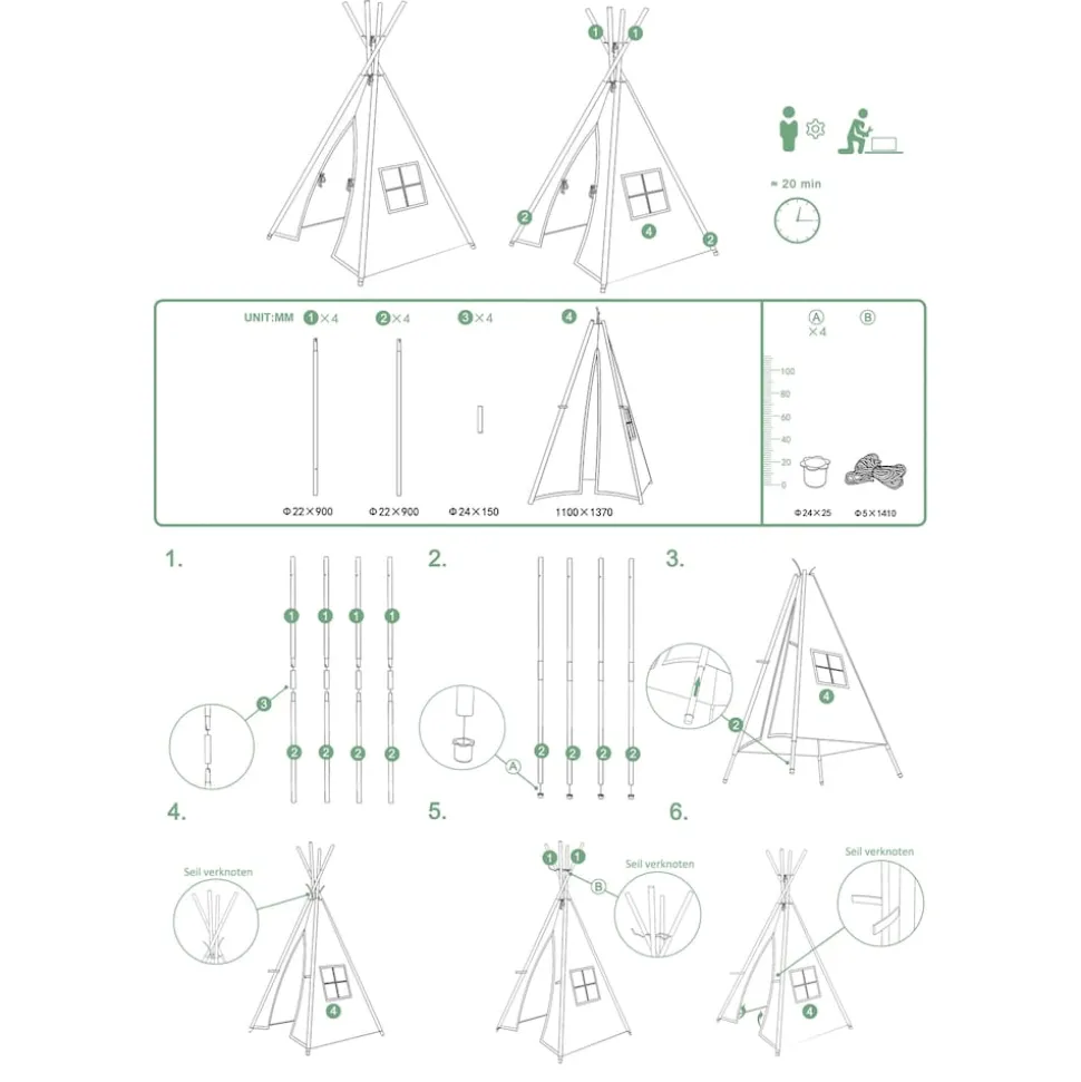 HTI-Line Kinderzimmerzelt Tipi Stars