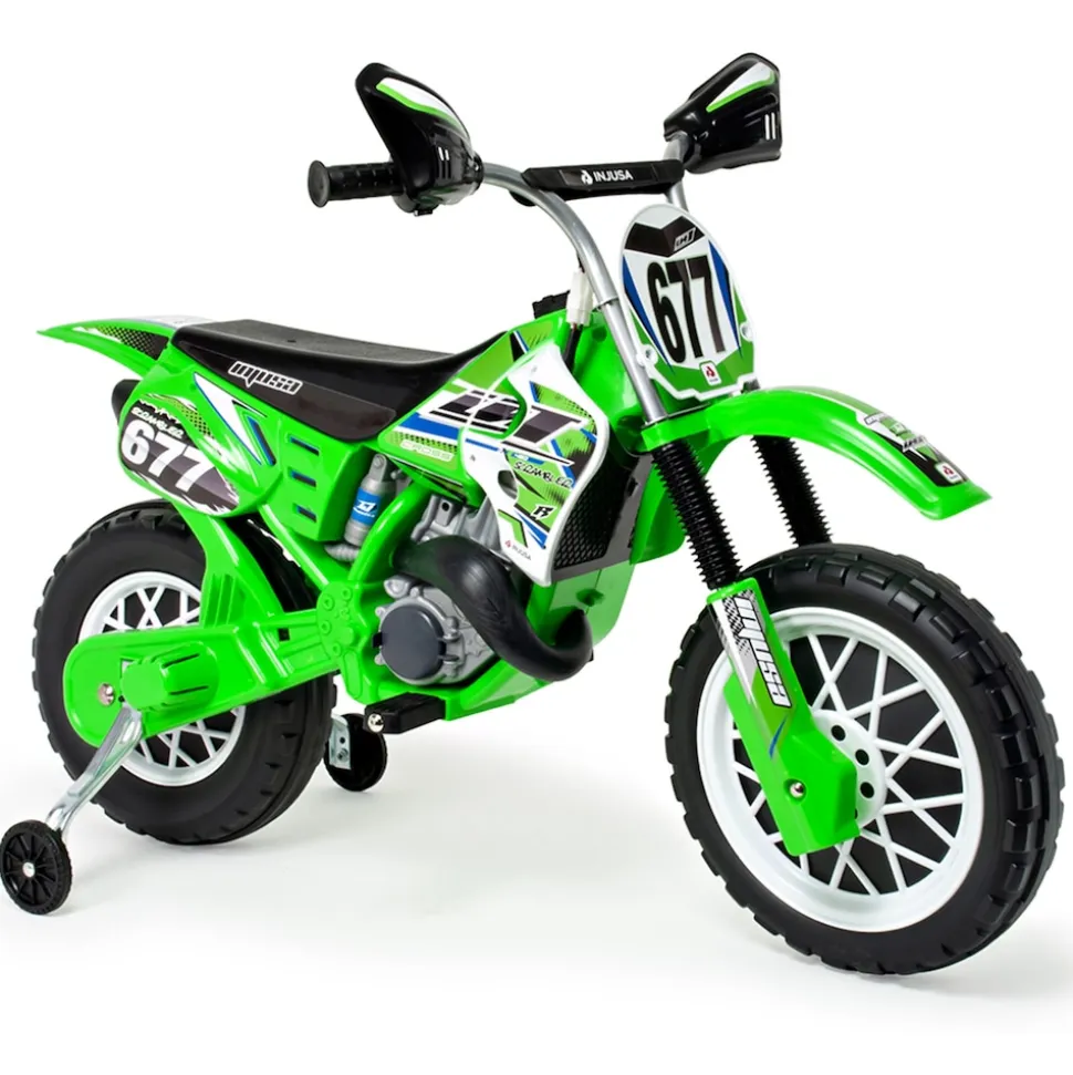 INJUSA Avigo Scrambler Elektromotorrad Cross CR für Kinder ab 36 Monaten – 6V Elektro-Motorrad mit Gashebel am Lenker & Stützrädern - 5 km/h