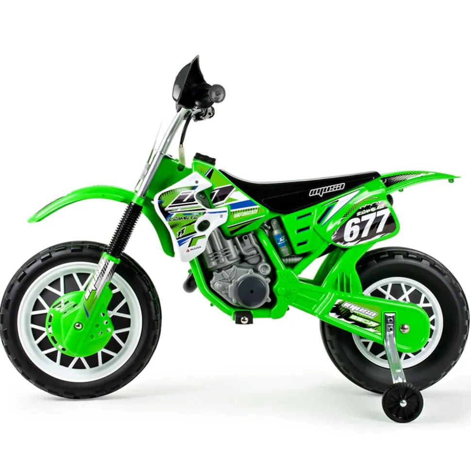 INJUSA Avigo Scrambler Elektromotorrad Cross CR für Kinder ab 36 Monaten – 6V Elektro-Motorrad mit Gashebel am Lenker & Stützrädern - 5 km/h
