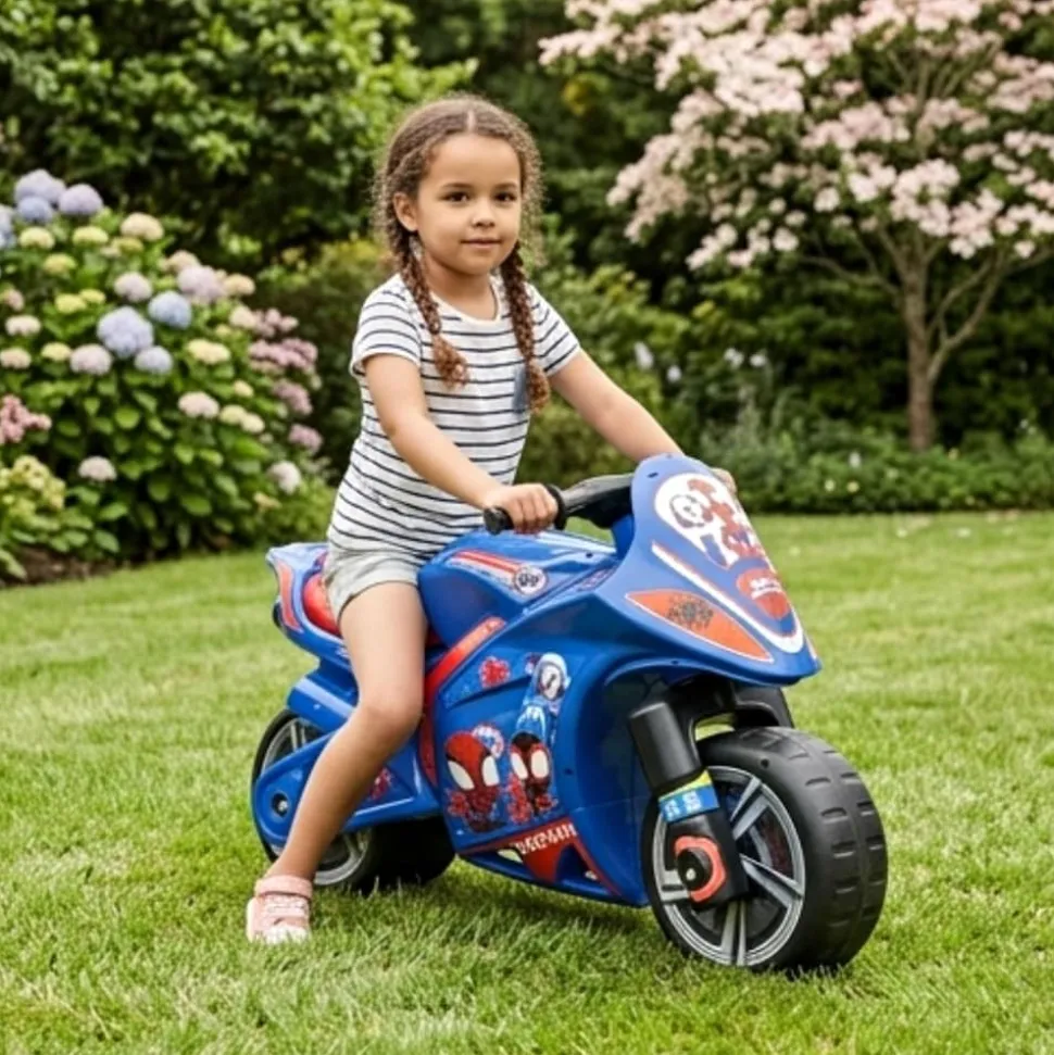INJUSA Marvel Spidey Moto Laufrad ab 4-7 Jahre – Großes Kindermotorrad Rutscherfahrzeug