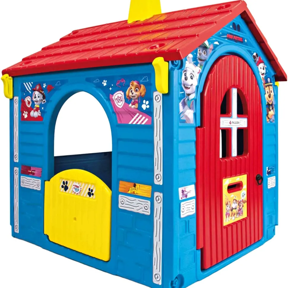 INJUSA Paw Patrol Spielhaus für Kinder ab 3-6 Jahren Kinderhaus mit Haupttür, Briefkasten & Riegel – 2 Seitentüren & Fenster mit Außentheke