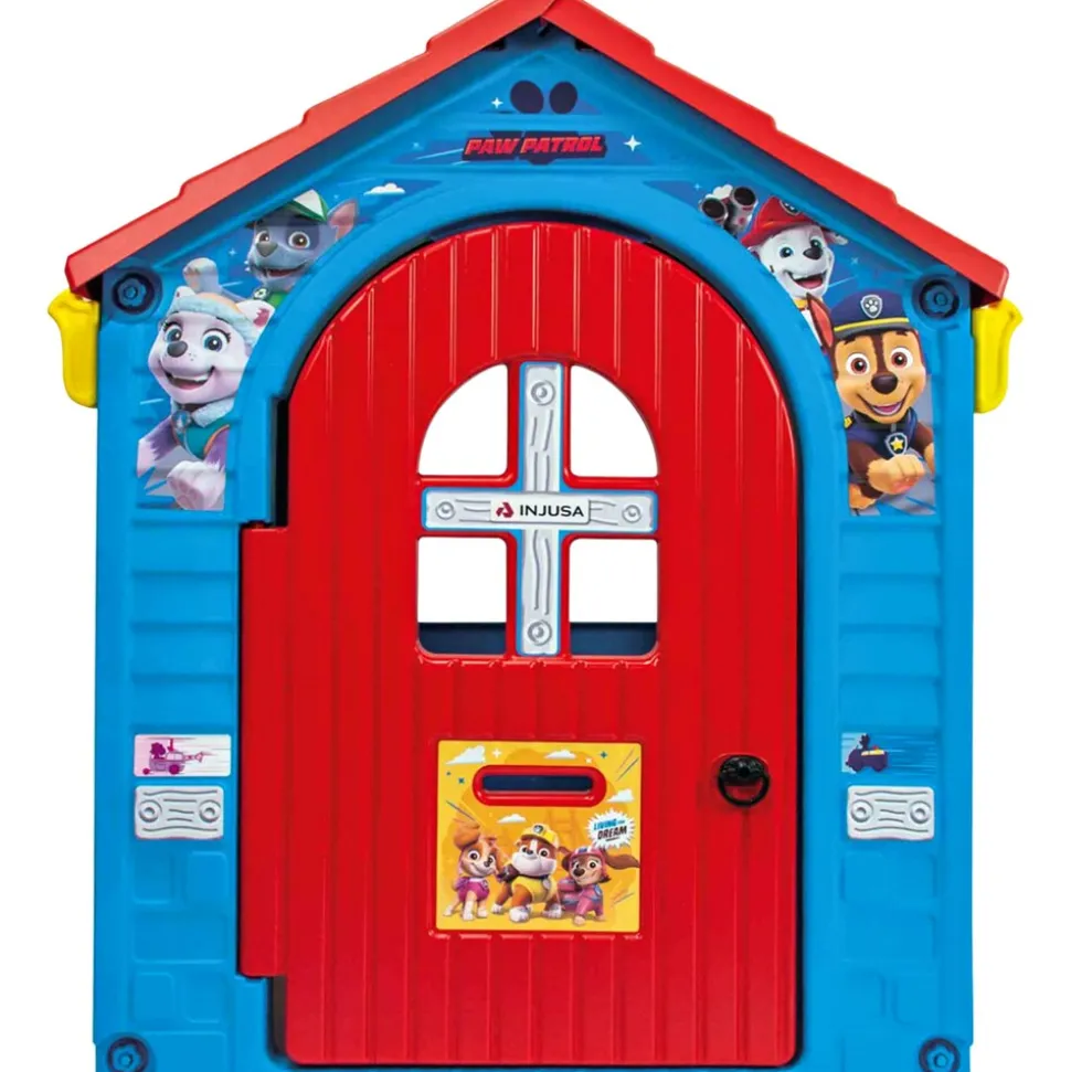 INJUSA Paw Patrol Spielhaus für Kinder ab 3-6 Jahren Kinderhaus mit Haupttür, Briefkasten & Riegel – 2 Seitentüren & Fenster mit Außentheke