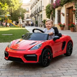 INJUSA Porsche Spyder 12V Elektroauto für Kinder ab 3 Jahren – Luxuskinderauto mit Licht & Sound