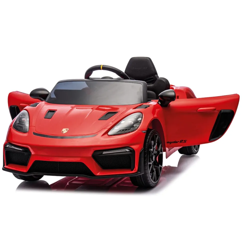 INJUSA Porsche Spyder 12V Elektroauto für Kinder ab 3 Jahren – Luxuskinderauto mit Licht & Sound
