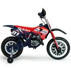 INJUSA Repsol Elektromotorrad für Kinder ab 3 Jahren – Offizielles Racing-Design - Elektrofahrzeug mit Stützrädern & Gaspedal