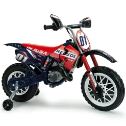 INJUSA Repsol Elektromotorrad für Kinder ab 3 Jahren – Offizielles Racing-Design - Elektrofahrzeug mit Stützrädern & Gaspedal