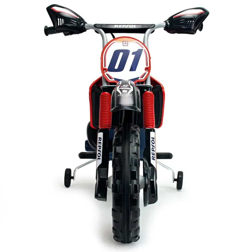 INJUSA Repsol Elektromotorrad für Kinder ab 3 Jahren – Offizielles Racing-Design - Elektrofahrzeug mit Stützrädern & Gaspedal