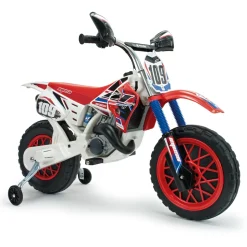 INJUSA Scrambler Cross CR Elektromotorrad für Kinder ab 3 Jahren – 6V Elektro-Motorrad mit Gashebel am Lenker & Stützrädern - 5 km/h