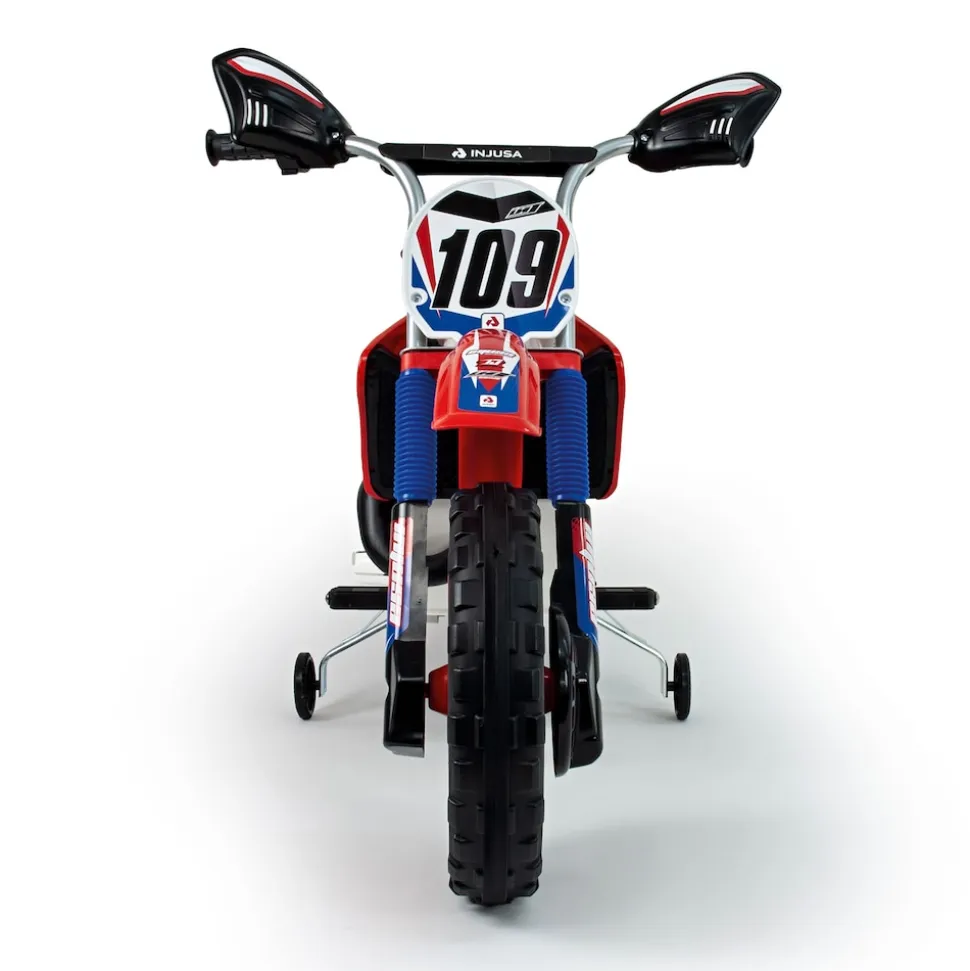 INJUSA Scrambler Cross CR Elektromotorrad für Kinder ab 3 Jahren – 6V Elektro-Motorrad mit Gashebel am Lenker & Stützrädern - 5 km/h