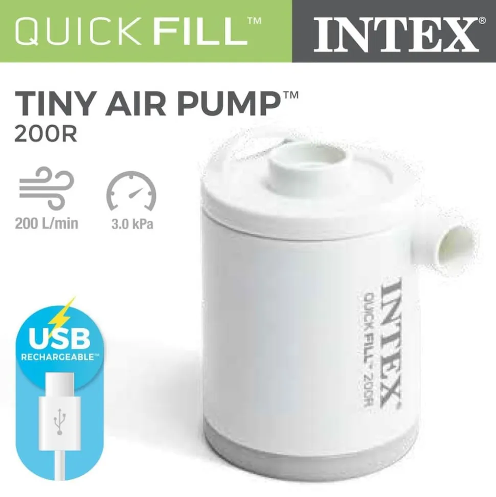 INTEX Akku Luftpumpe QuickFill USB200R kompakt wiederaufladbar Camping Zubehör