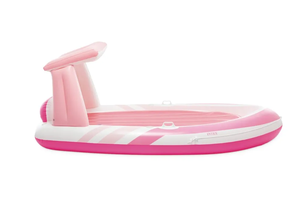 INTEX 57804EU - Luftmatratze - Pink Paradise Boat (244x97x114cm) mit Haltegriffen und Getränkehaltern