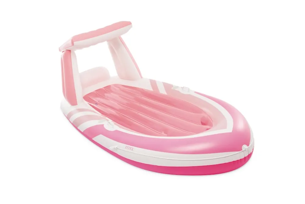 INTEX 57804EU - Luftmatratze - Pink Paradise Boat (244x97x114cm) mit Haltegriffen und Getränkehaltern