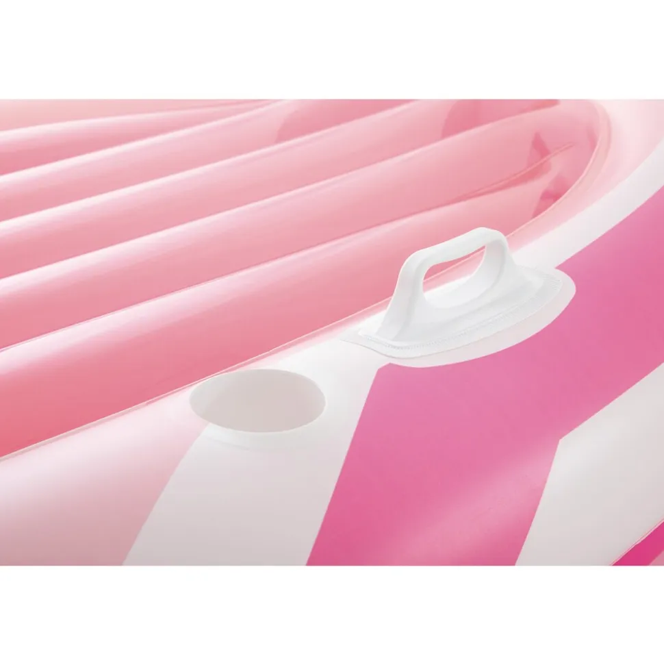 INTEX 57804EU - Luftmatratze - Pink Paradise Boat (244x97x114cm) mit Haltegriffen und Getränkehaltern