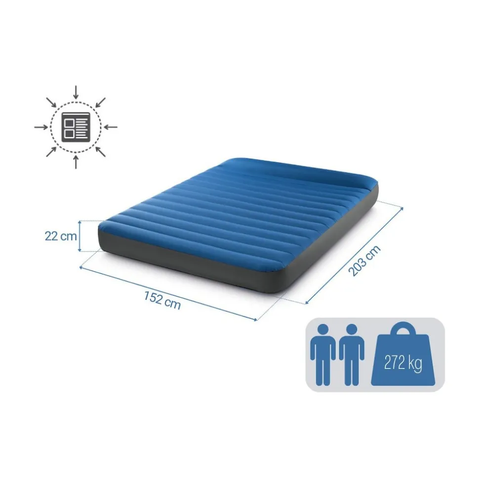 INTEX 64013 - Luftbett - Queen Dura-Beam Truaire inkl. USB-Luftpumpe (blau, 152x203x22) Luftmatratze Campingbett
