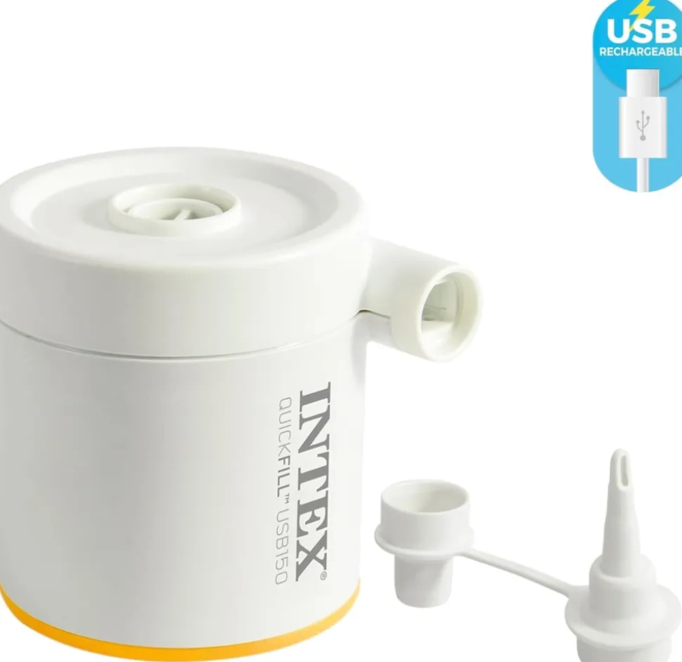 INTEX 64013 - Luftbett - Queen Dura-Beam Truaire inkl. USB-Luftpumpe (blau, 152x203x22) Luftmatratze Campingbett