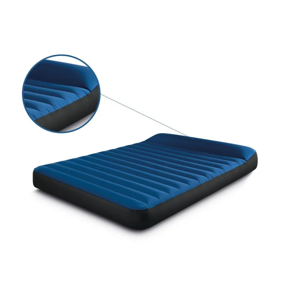 INTEX 64013 - Luftbett - Queen Dura-Beam Truaire inkl. USB-Luftpumpe (blau, 152x203x22) Luftmatratze Campingbett