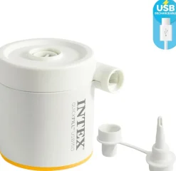 INTEX 64013 - Luftbett - Queen Dura-Beam Truaire inkl. USB-Luftpumpe (blau, 152x203x22) Luftmatratze Campingbett