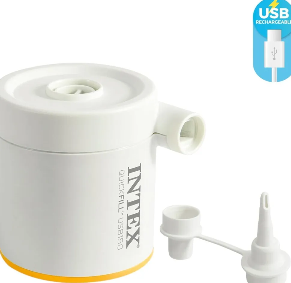 INTEX 64013 - Luftbett - Queen Dura-Beam Truaire inkl. USB-Luftpumpe (blau, 152x203x22) Luftmatratze Campingbett