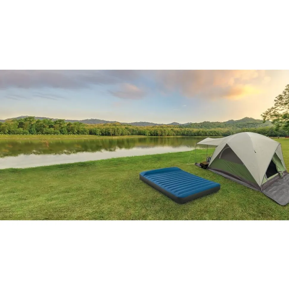 INTEX 64013 - Luftbett - Queen Dura-Beam Truaire inkl. USB-Luftpumpe (blau, 152x203x22) Luftmatratze Campingbett
