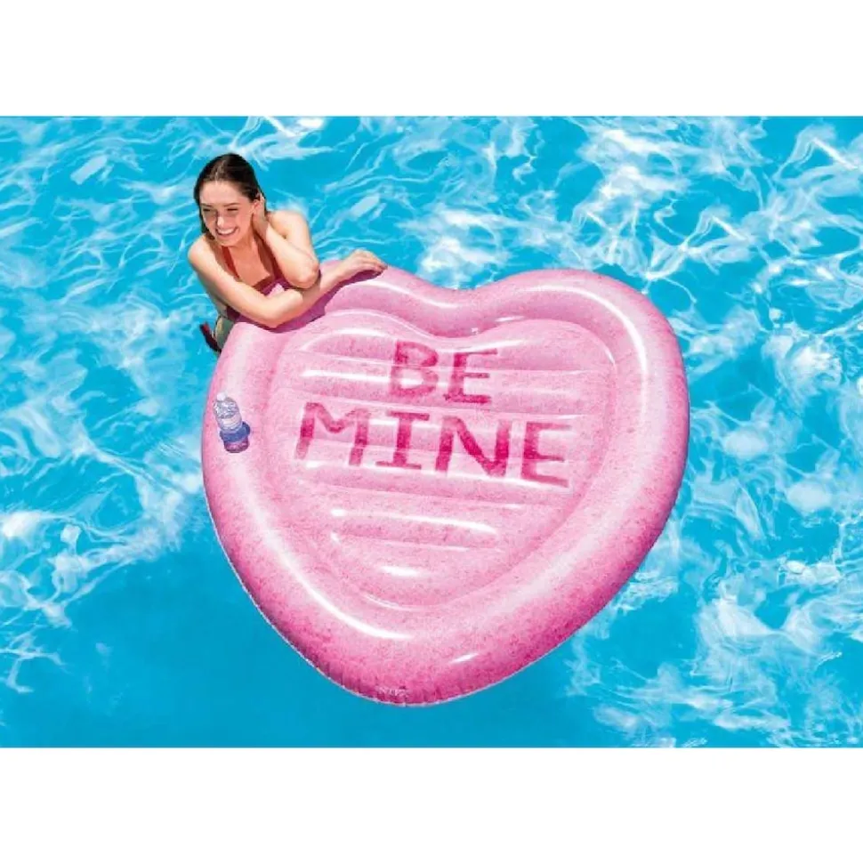 INTEX Luftmatratze Candy Heart Island Herzform 145x142cm Aufblasbar Pool