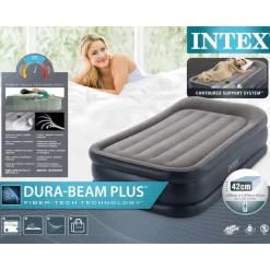 INTEX 64132ND Luftbett DuraBeam Deluxe Pillow Twin 99x191x42cm integrierte Pumpe