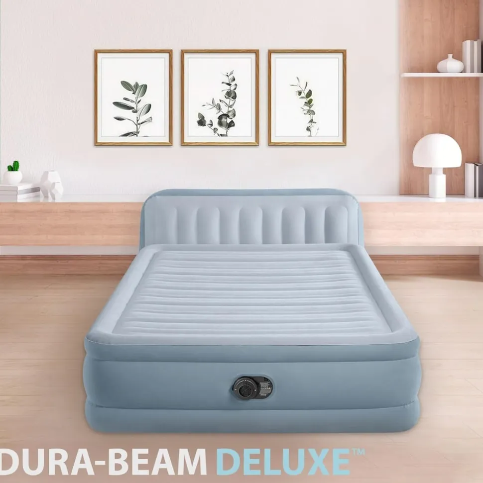 INTEX 64450ND Luftbett DuraBeam Headboard Queen 236x152x86cm mit Pumpe Gästebett