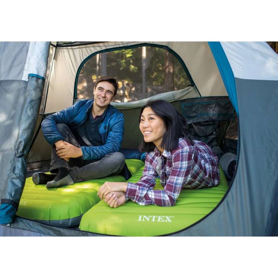 INTEX 64097NP - Luftbett - Dura-Beam Truaire inkl. USB-Luftpumpe (grün, 76x191x17cm) Luftmatratze Campingbett