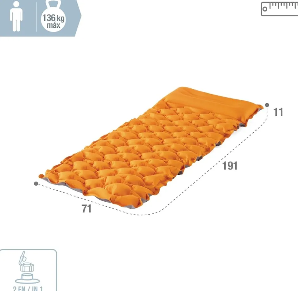 INTEX 64098NP - Luftmatratze - Truaire (orange, 71x191x11cm) Luftbett Campingmatte