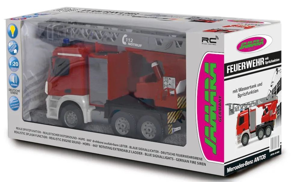 JAMARA Feuerwehr Drehleiter Mercedes-Benz Antos 1:20 2,4GHz mit Spritzfunktion