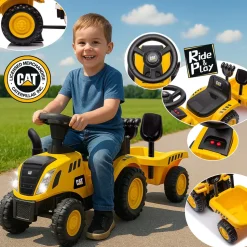 JAMARA Rutscher Caterpillar Traktor mit Anhänger gelb 2in1