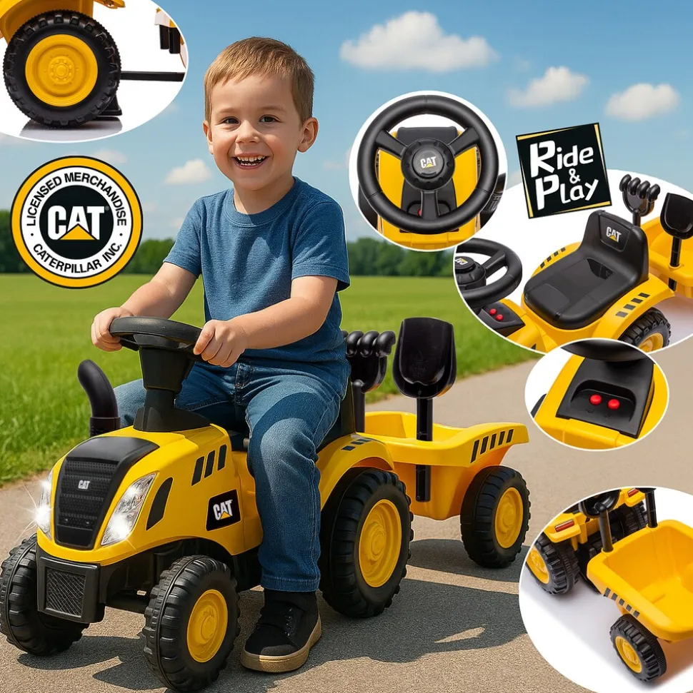 JAMARA Rutscher Caterpillar Traktor mit Anhänger gelb 2in1