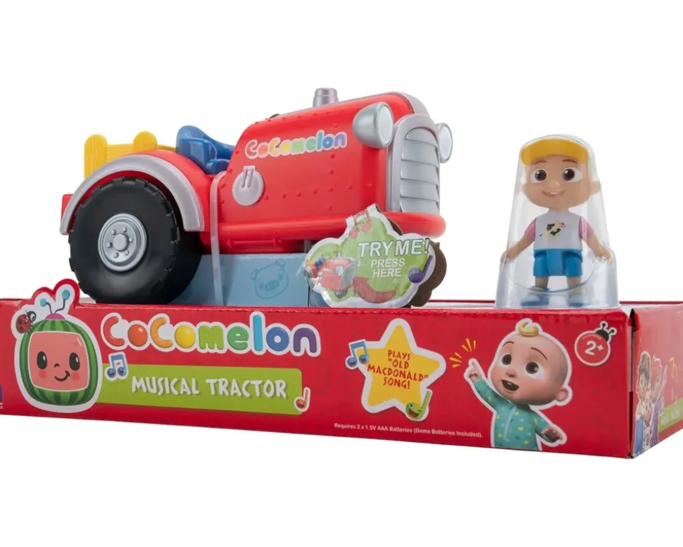 Jazwares - Cocomelon - Mitsing-Traktor mit JJ Spielfigur Lernspielzeug für Kinder ab 2 Jahren
