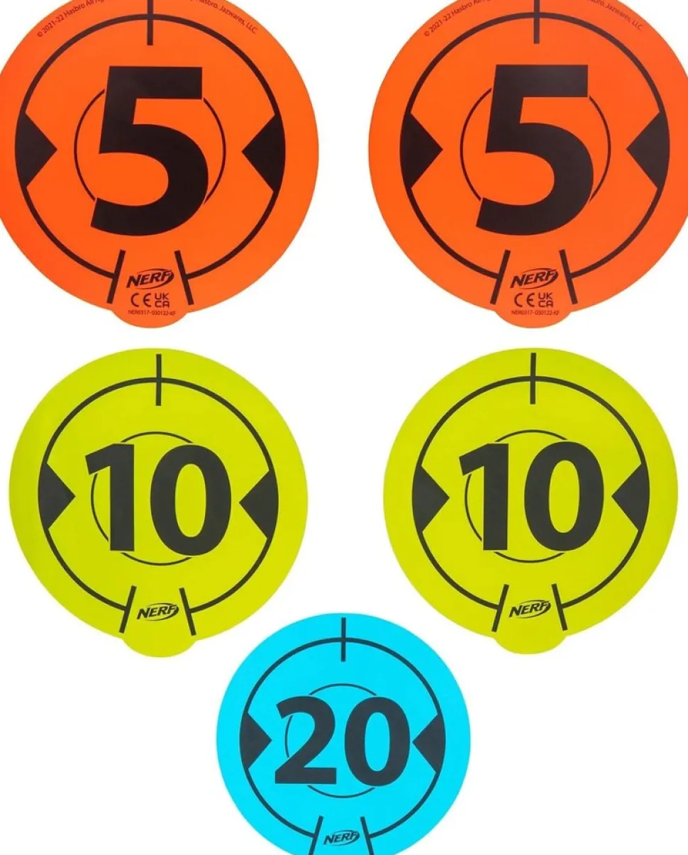 Jazwares - Nerf Zielscheiben - Wall-to-Wall Targets (5er Pack) Wandziele Pistole Pfeile Ziel Schießen