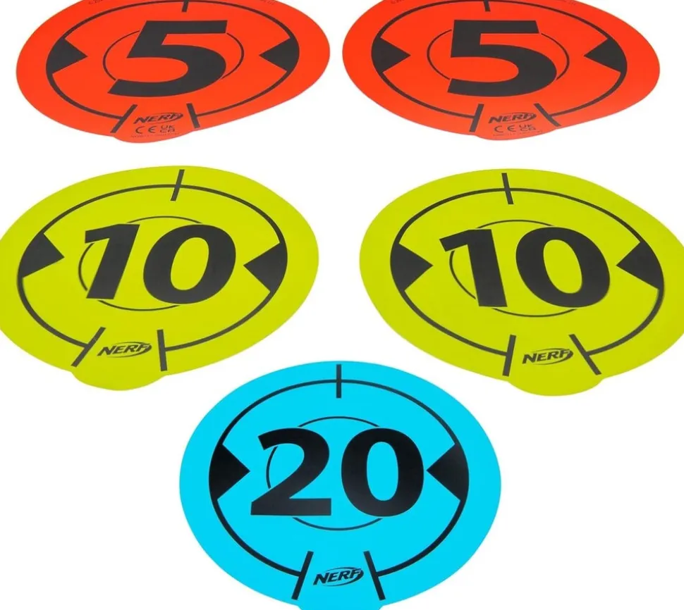 Jazwares - Nerf Zielscheiben - Wall-to-Wall Targets (5er Pack) Wandziele Pistole Pfeile Ziel Schießen