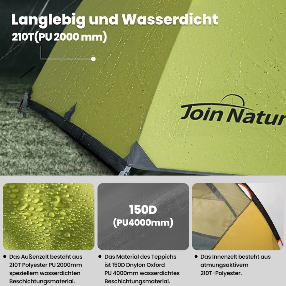 JOIN NATURE Kuppelzelt Campingzelt, Doppellagiges, Ultraleicht, für 4 Personen