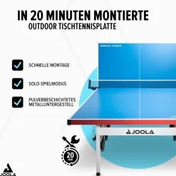 JOOLA Outdoor Tischtennisplatte Aluterna - Profi Tischtennistisch 6 MM Aluminium - Oberfläche Wetterfest - Klappbares Untergestell